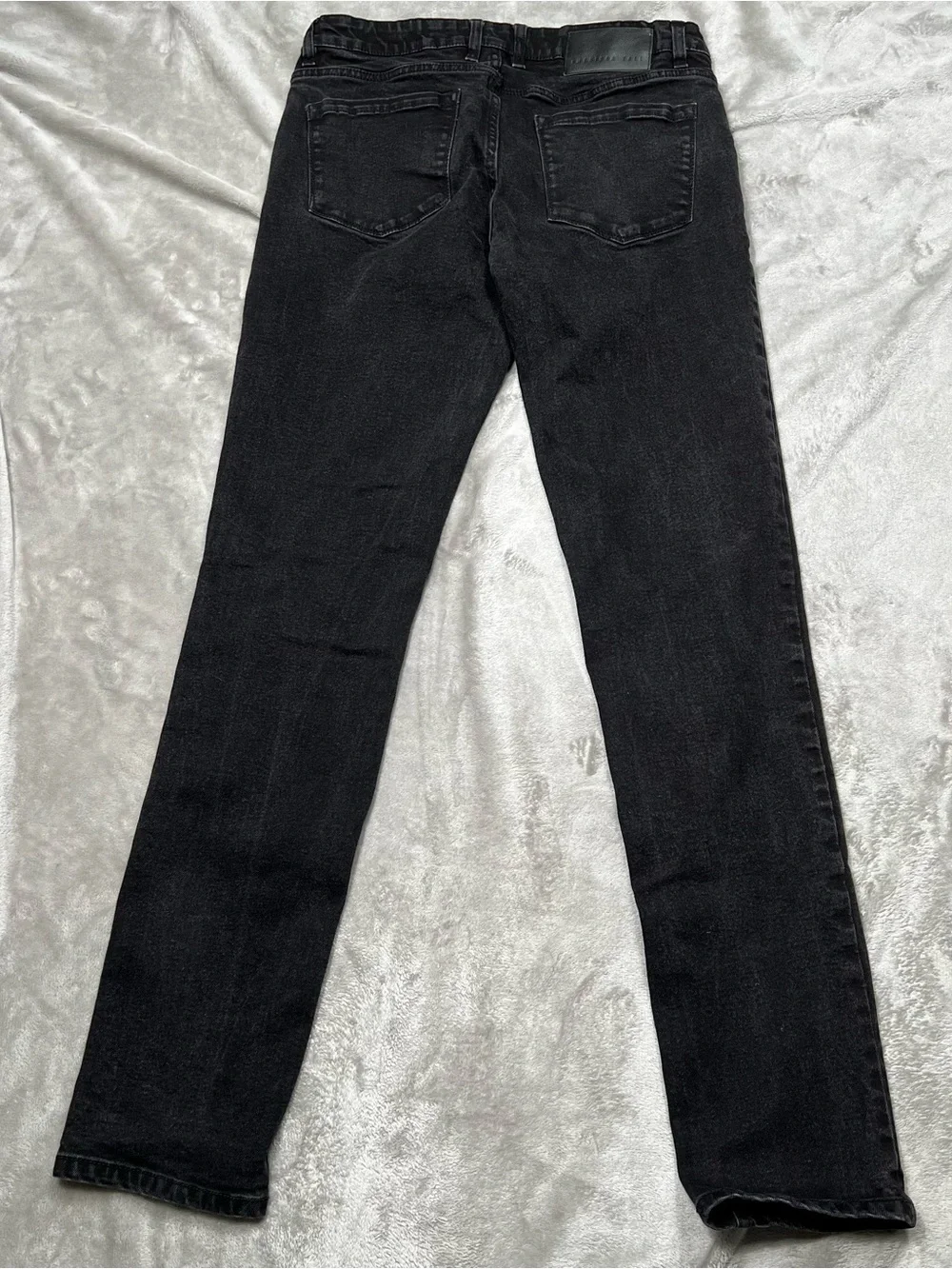 American Tall Carman Tapered Jeans Mens 32x36 Black Grunge Denim Cotton